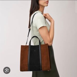 Fossil womens brown and Black Suede tote Bag